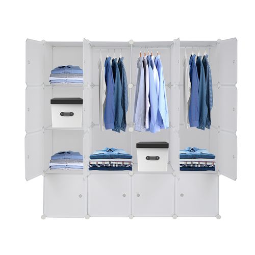 Versatile 16 Cube Organizer - Stackable Storage Solution with Clothes Rails