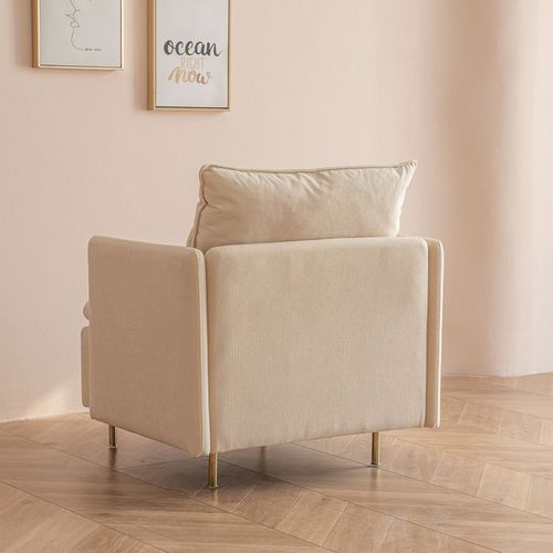 Elegant Beige Cotton Linen Accent Armchair - Stylish Comfort for Any Space