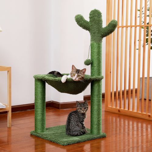 Interactive Cactus Cat Tree: Cozy Hammock & Fun Scratching Post Combo