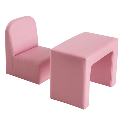 Versatile Pink Kids Sofa: 2-in-1 Chair & Table for Fun and Learning!