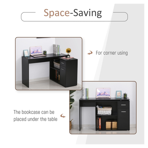 Versatile 46” Office Desk with L-Shaped Design & Storage Cabinet