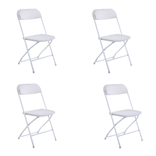 Set of 4 Sturdy White Folding Chairs - Perfect for Events & Easy Storage!