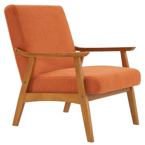 Burnt Orange Velvet Lounge Chair with Solid Wood Frame - Stylish Comfort