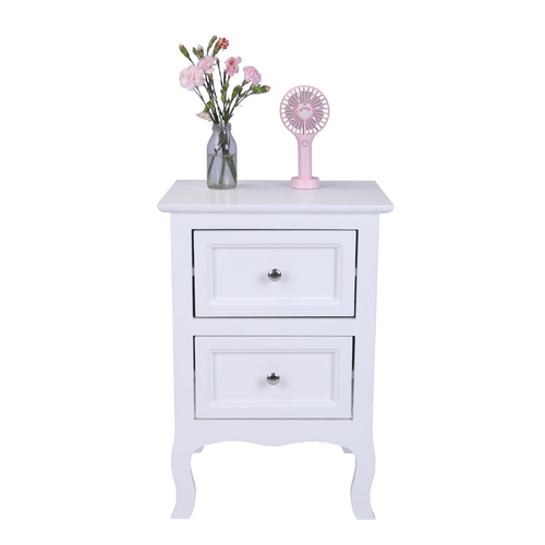 Charming White Country Style Two-Tier Night Table - Spacious & Stylish