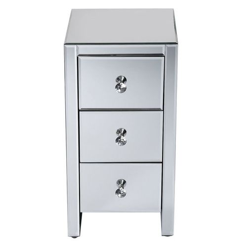 Stunning Mirrored Glass Bedside Table with 3 Drawers - Elegant & Chic!