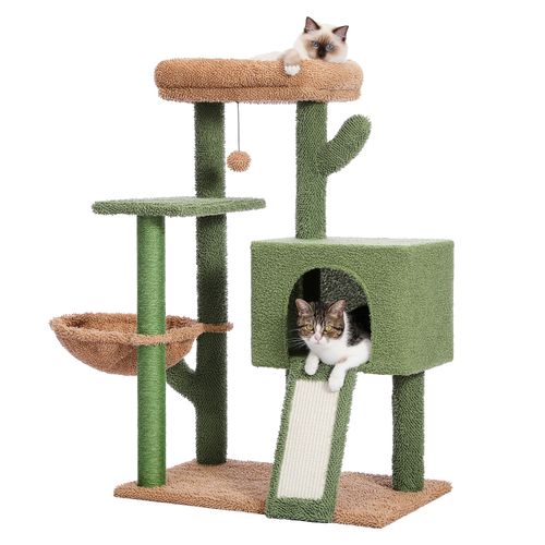 Cactus Cat Tower: Plush Perch & Cozy Hammock for Happy Indoor Cats