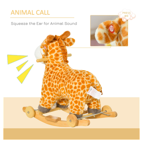 Yellow Plush Giraffe Rocking Horse for Kids Ages 3-6 - Fun & Engaging!