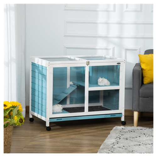 Deluxe Wooden Rabbit Hutch: Spacious 2-Floor Pet Cage for Small Animals