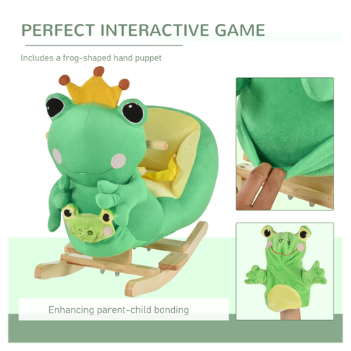 Frog-Themed Baby Rocking Horse with Music & Hand Puppets - Fun & Safe!