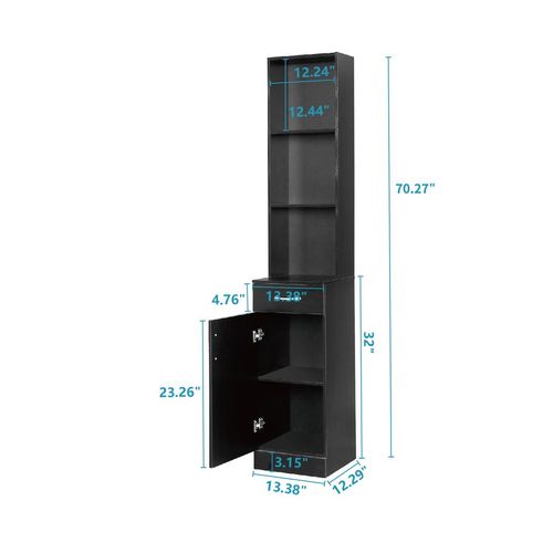 Elegant Black Wall Cabinet with 3 Compartments - Bathroom Storage Solutions