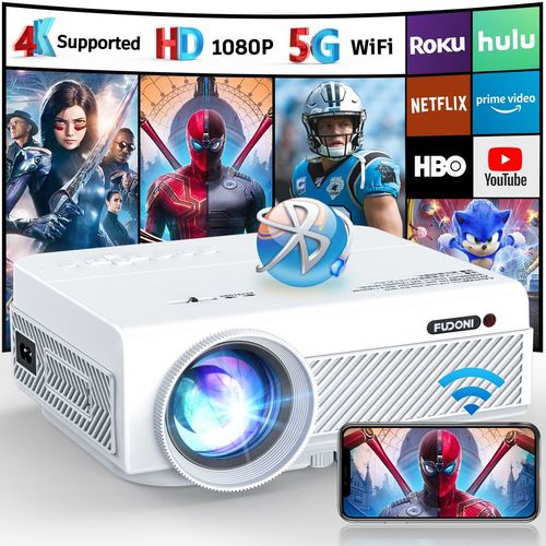 FUDONI 1080P Portable Projector: WiFi, Bluetooth, 300