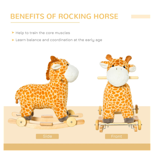 Yellow Plush Giraffe Rocking Horse for Kids Ages 3-6 - Fun & Engaging!