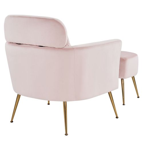 Chic Pink Flannelette Chair with Golden Feet - Perfect for Stylish Spaces!