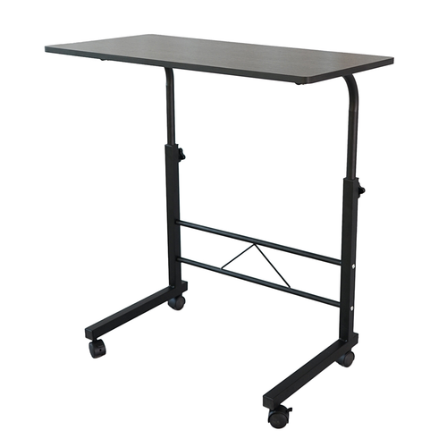 Versatile Adjustable Black Chipboard & Steel Side Table - Modern Design