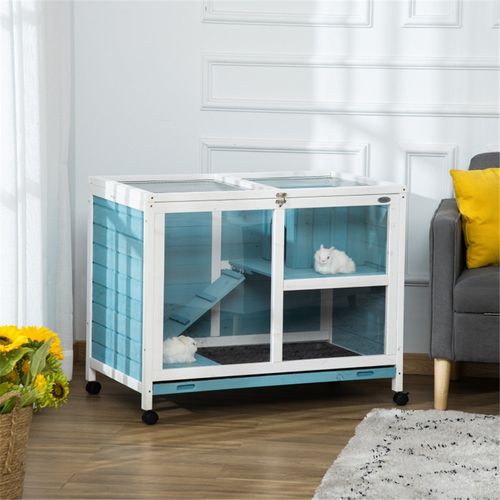 Deluxe Wooden Rabbit Hutch: Spacious 2-Floor Pet Cage for Small Animals