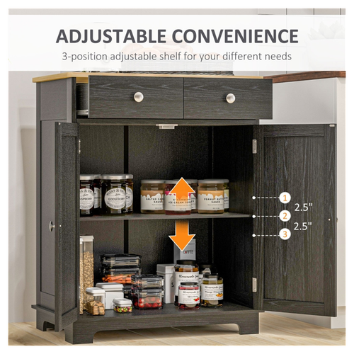 Stylish Kitchen Storage Cabinet with Adjustable Shelves & Safety Features