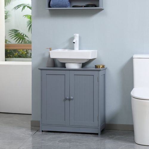 Modern Grey Bathroom Cabinet with Adjustable Shelf - Stylish Storage Solution