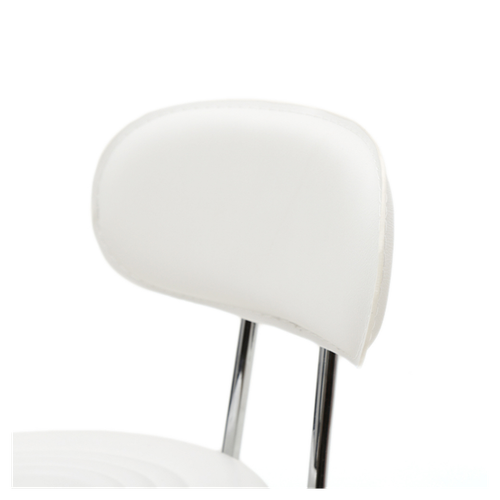 Adjustable Round Salon Stool with Backrest - Modern White Comfort