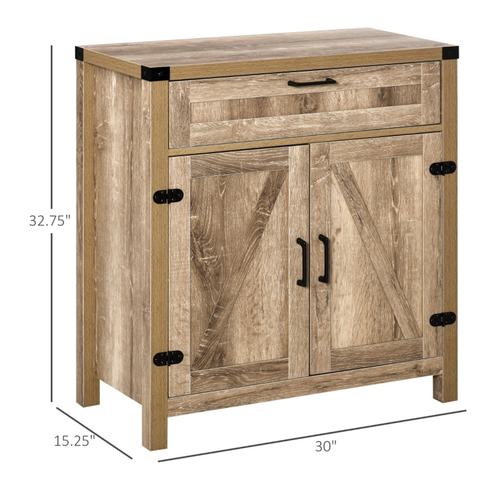 Rustic Oak Kitchen Sideboard & Coffee Bar Cabinet with Ample Storage