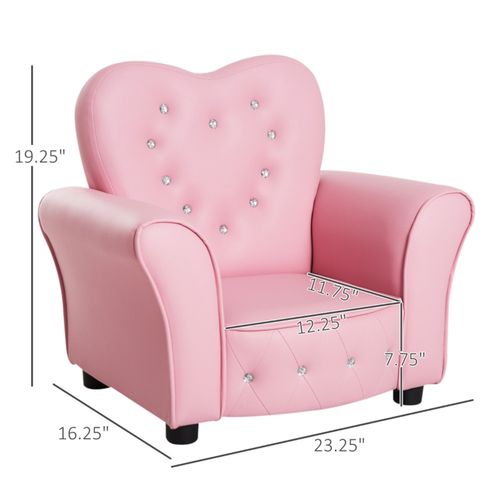 Qaba Princess Sofa for Kids - Elegant Pink Tufted Chair with Diamond Details