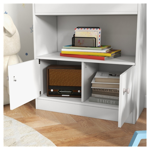 Charming White Kids Storage Cabinet - Perfect for Toys & Books!