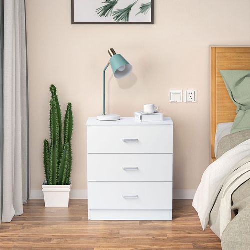 Elegant White 3-Drawer Dresser – Perfect for Bedroom & Living Room Storage