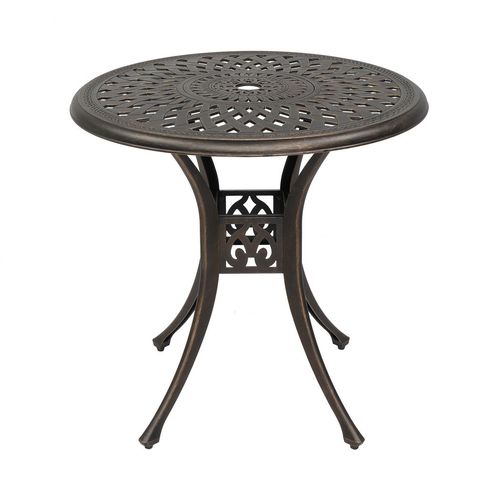 Elegant Bronze Cast Aluminum Circular Dining Table - Perfect for Indoor/Outdoor