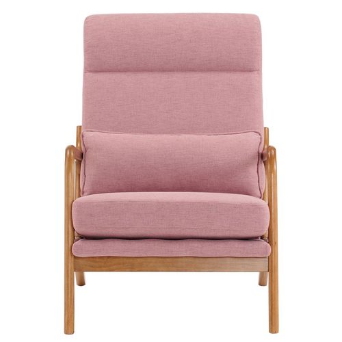 Chic Pink High Back Solid Wood & Iron Armchair - Modern Indoor Leisure Chair