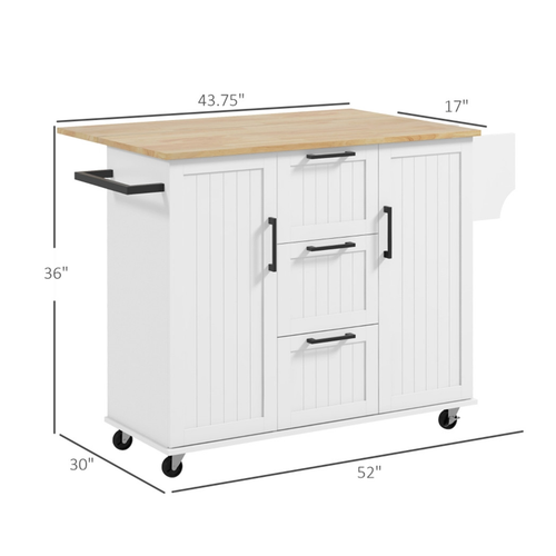 Versatile Kitchen Cart with Drop Leaf & Ample Storage for Modern Spaces