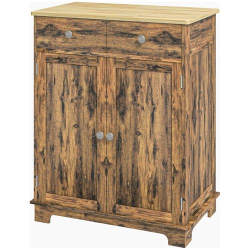 Elegant Rubberwood Kitchen Storage Cabinet with Adjustable Shelves