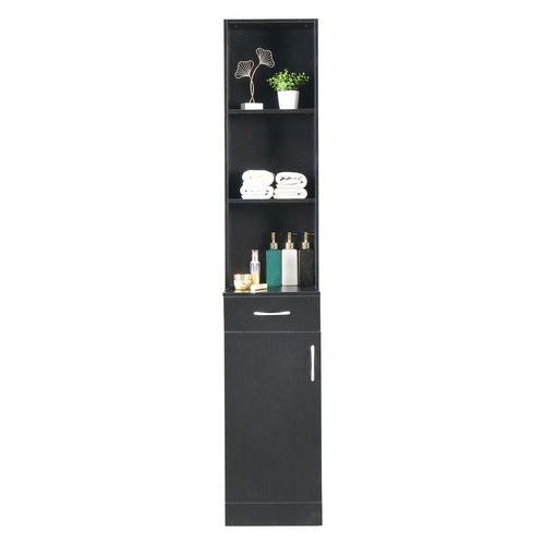 Elegant Black Wall Cabinet with 3 Compartments - Bathroom Storage Solutions