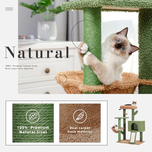 Cactus Cat Tower: Plush Perch & Cozy Hammock for Happy Indoor Cats