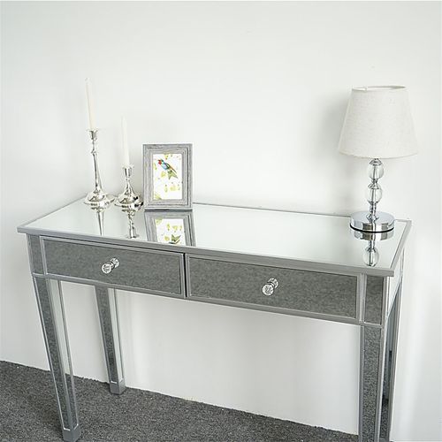 Chic Mirrored Makeup Vanity Desk with 2 Drawers - Glam Up Your Space!