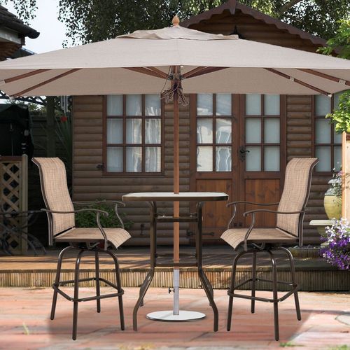 Elegant 31-Inch Square Patio Bar Table with Glass Top & Umbrella Hole