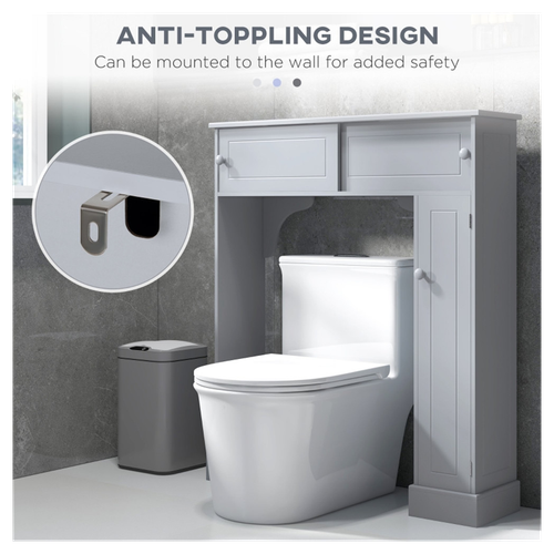 Stylish Gray Over-The-Toilet Bathroom Storage Cabinet - Maximize Your Space!