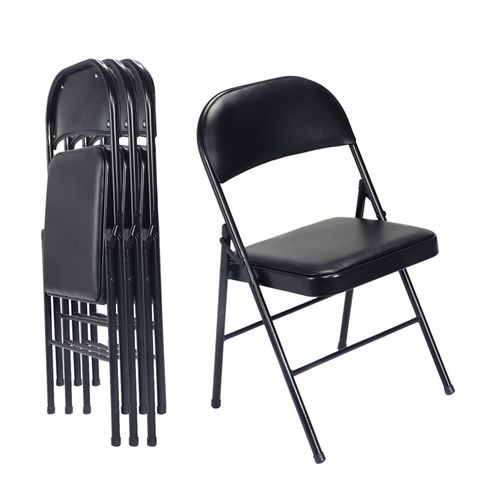 4-Pack Stylish Foldable Black Chairs - Durable & Space-Saving Design!