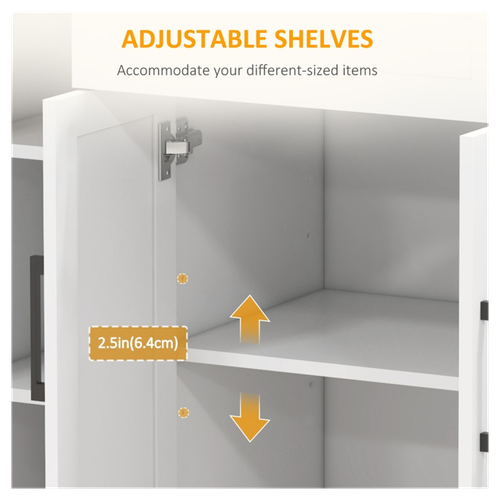 Elegant White Kitchen Cart & Storage Cabinet - Modern & Mobile Solution