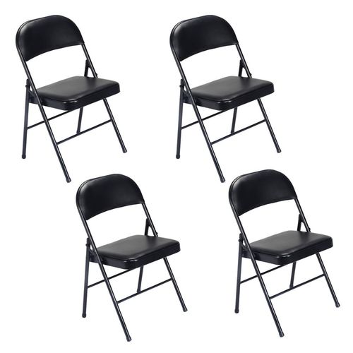 4-Pack Stylish Foldable Black Chairs - Durable & Space-Saving Design!