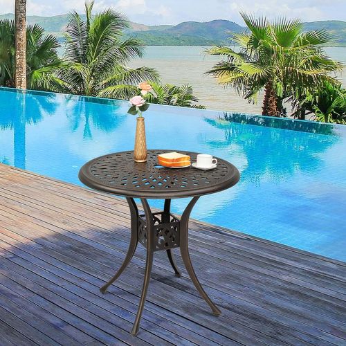 Elegant Bronze Cast Aluminum Circular Dining Table - Perfect for Indoor/Outdoor