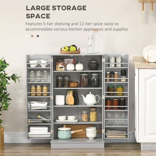 Versatile Triamine Adjustable White & Gray Sideboard with Spice Rack Storage