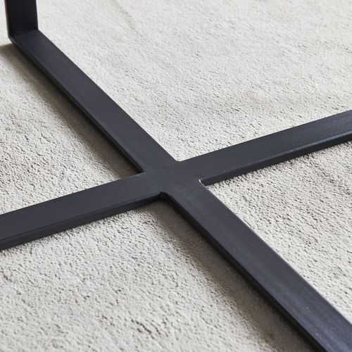 Minimalist Square Coffee Table: Sleek Black Metal Frame, Sintered Stone Top