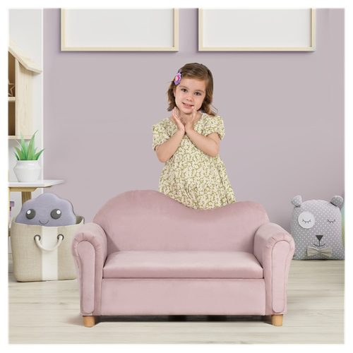 Cozy Pink Kids Sofa with Storage - Soft Velvet Comfort for Little Ones!