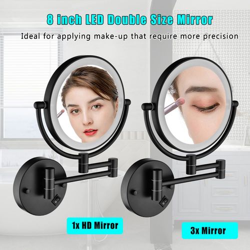 Dual-Sided LED Makeup Mirror: Wall-Mount & 3X Magnification for Flawless Beauty