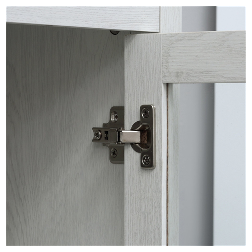 Modern White Bathroom Storage Cabinet with Adjustable Shelves & Glass Doors