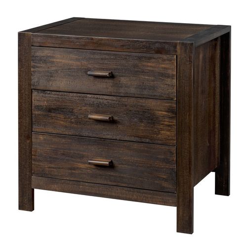 Stylish Rustic Nightstand with USB Charging Ports - 3 Drawers for Storage