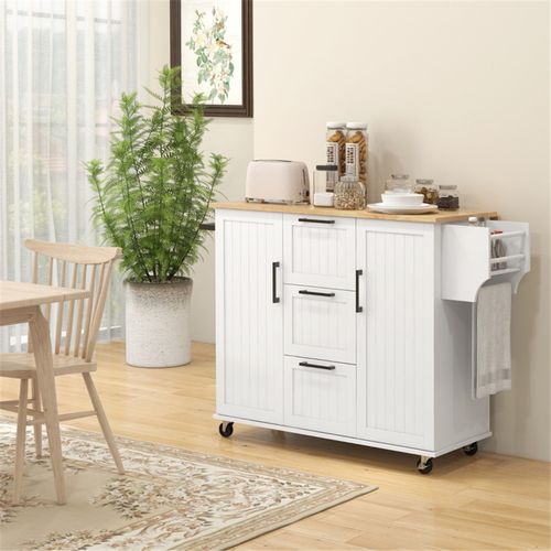 Versatile Kitchen Cart with Drop Leaf & Ample Storage for Modern Spaces