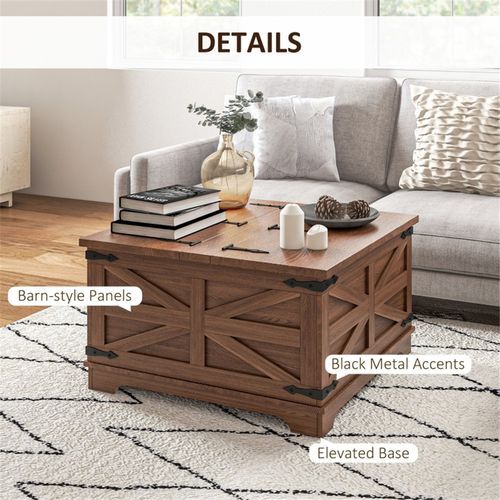 Charming Farmhouse Coffee Table with Hidden Storage and Flip-Top Lids