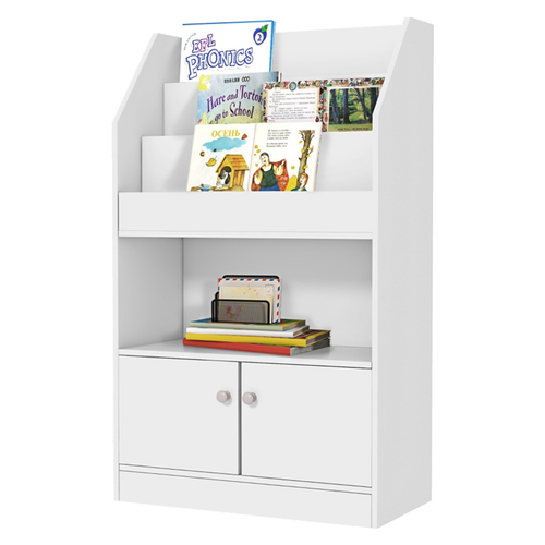 Charming White Kids Storage Cabinet - Perfect for Toys & Books!