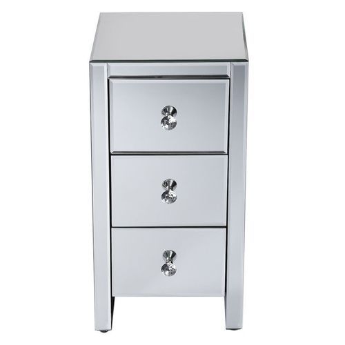 Stunning Mirrored Glass Bedside Table with 3 Drawers - Elegant & Chic!