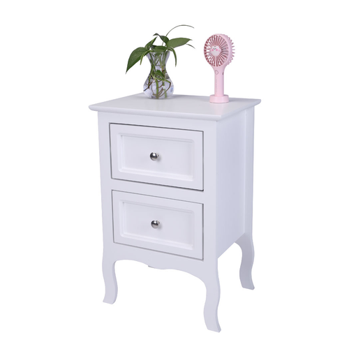 Charming White Country Style Two-Tier Night Table - Spacious & Stylish